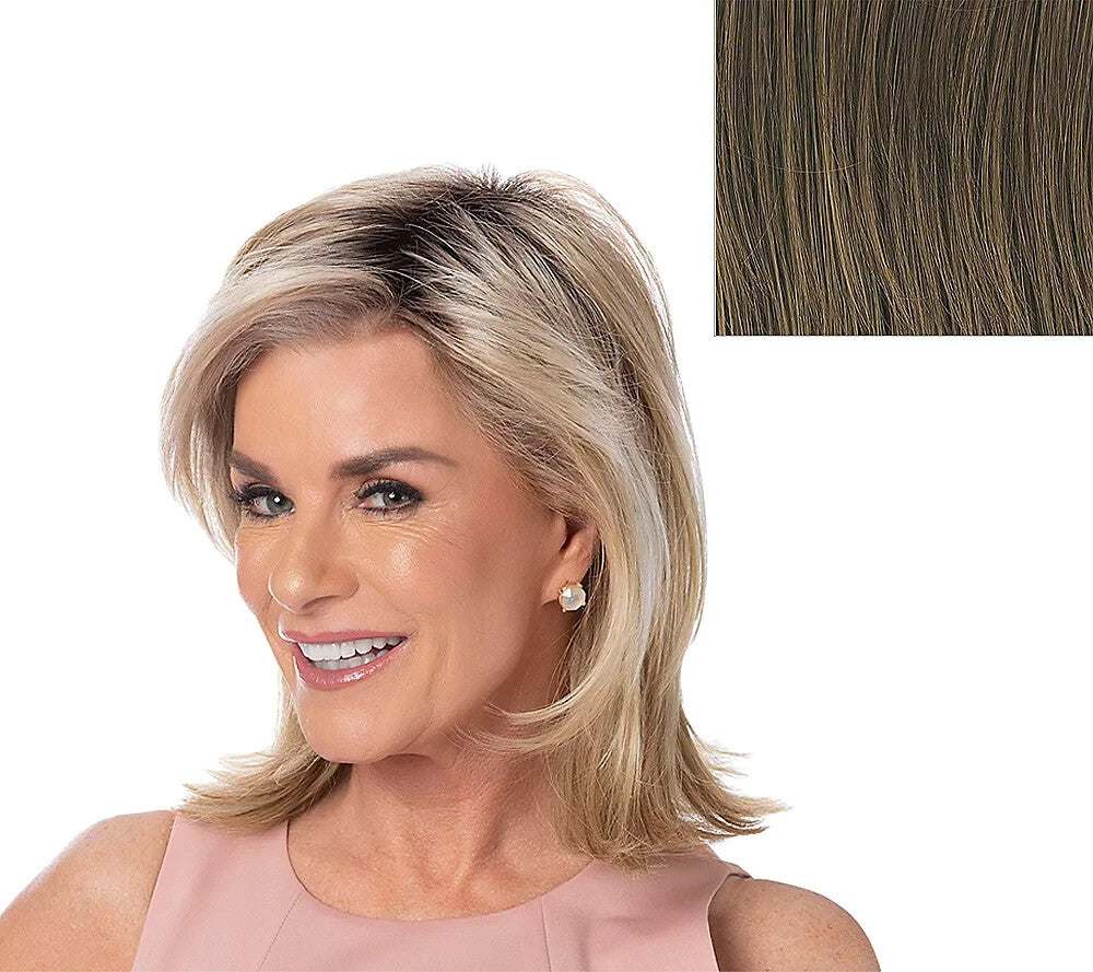 Mid-Length Layered Wig with Luminous Finish - Light Brown, Regular Size