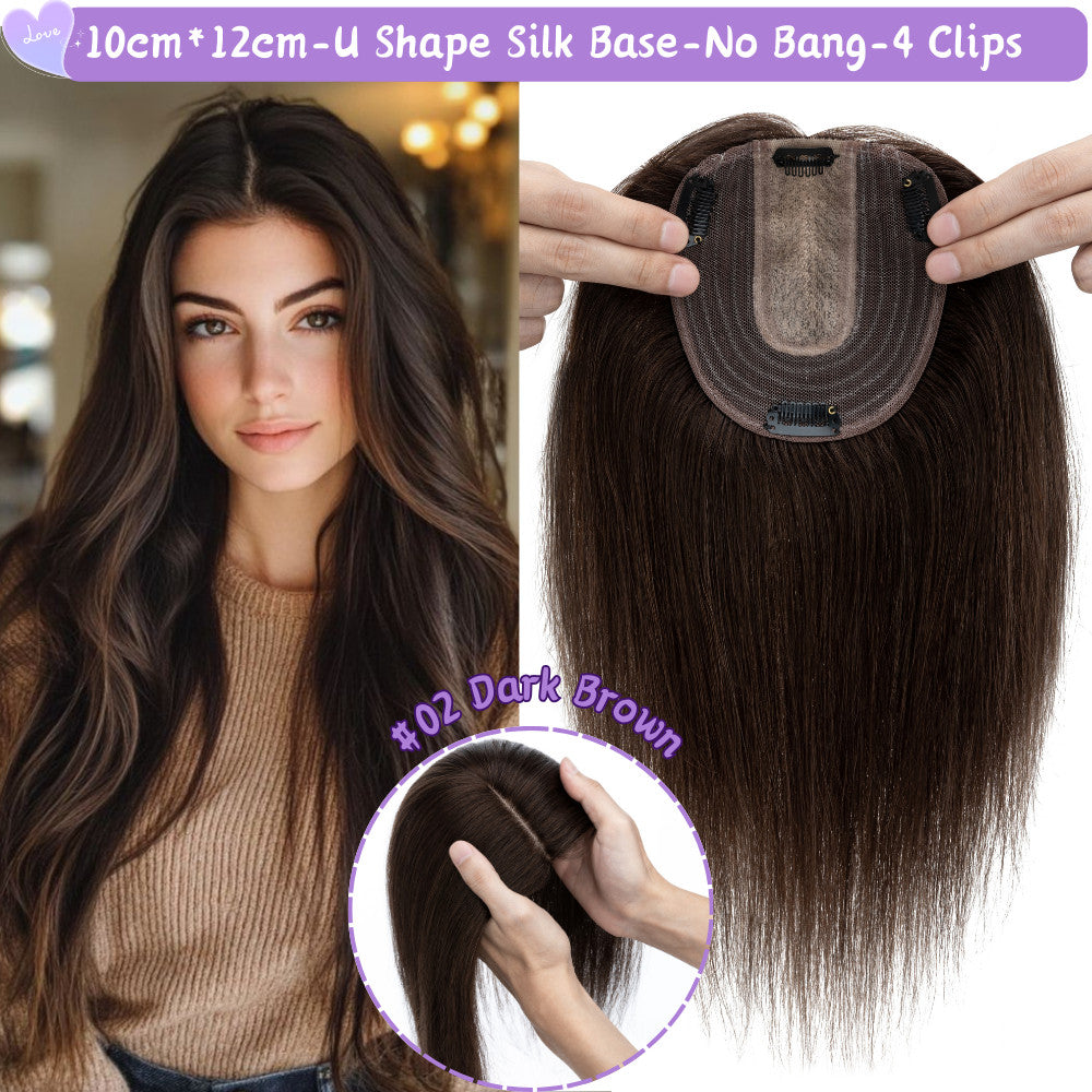 Clip-In Hair Topper for Women - Natural Remy Human Hair Wiglet with Lace/Silk Base