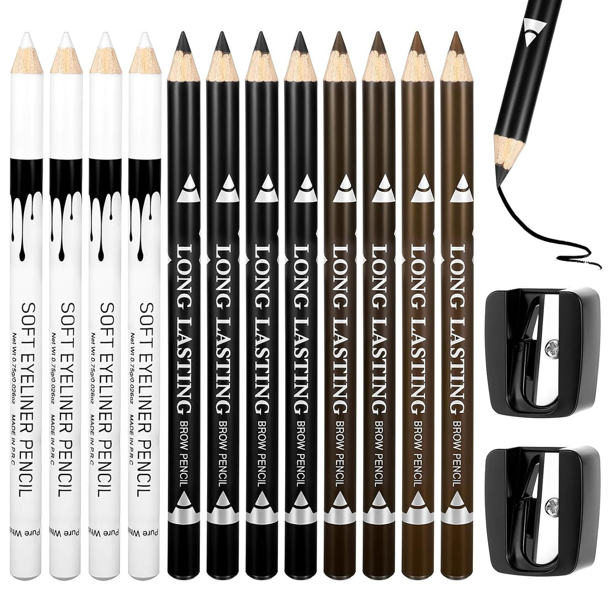 12Pcs Hairline & Beard Pencil Set with Sharpener for Grooming