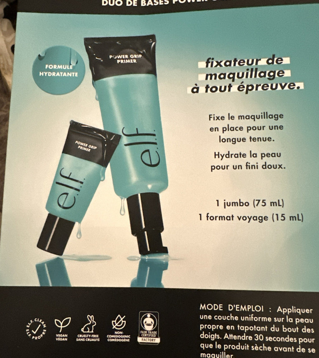 Elf Power Grip Primer Duo Dewy, Vegan & Cruelty-Free 2.5 fl oz + 0.5 oz New In Box