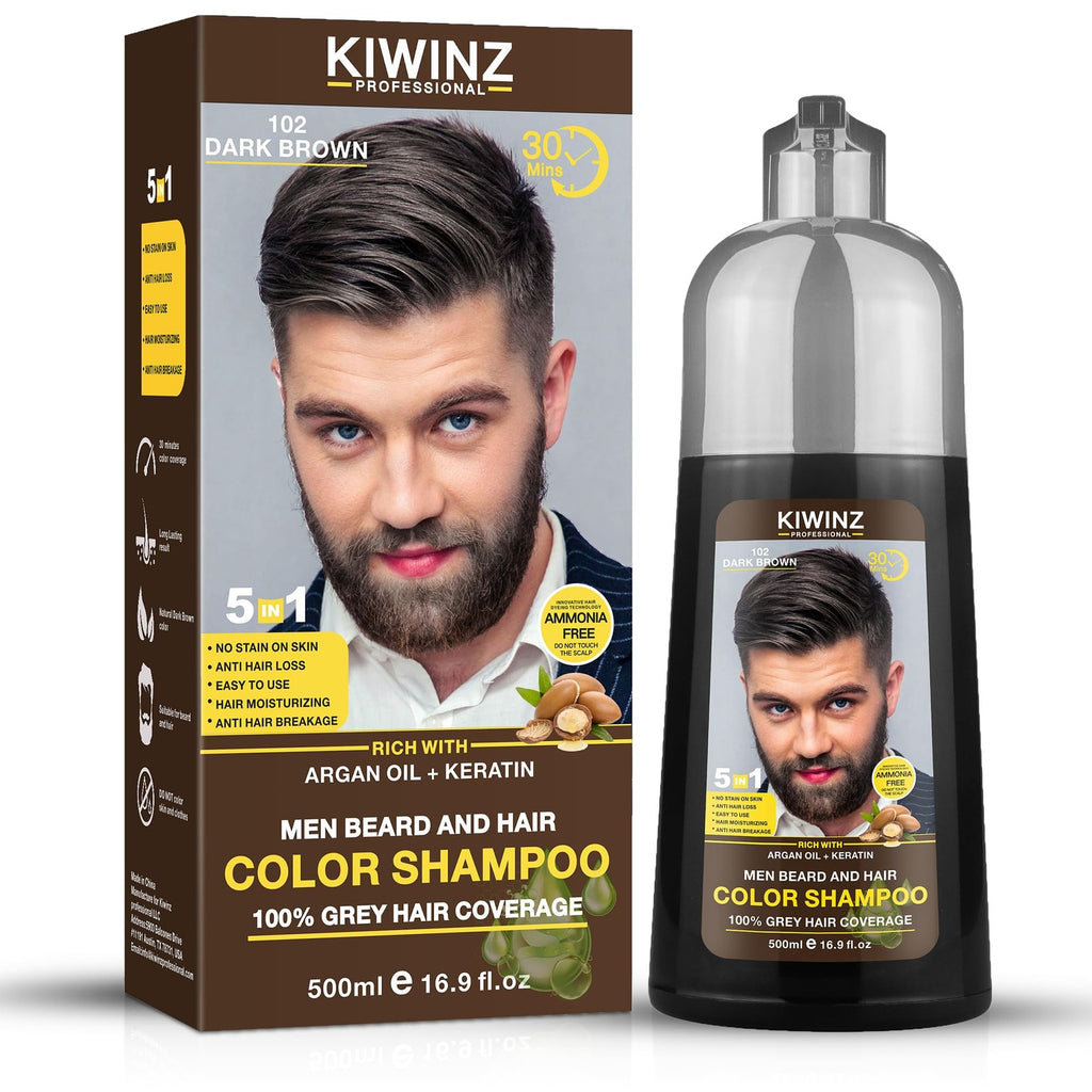 Dark Brown Hair Color Shampoo - Long-Lasting, Ammonia-Free, 16.9 Fl Oz