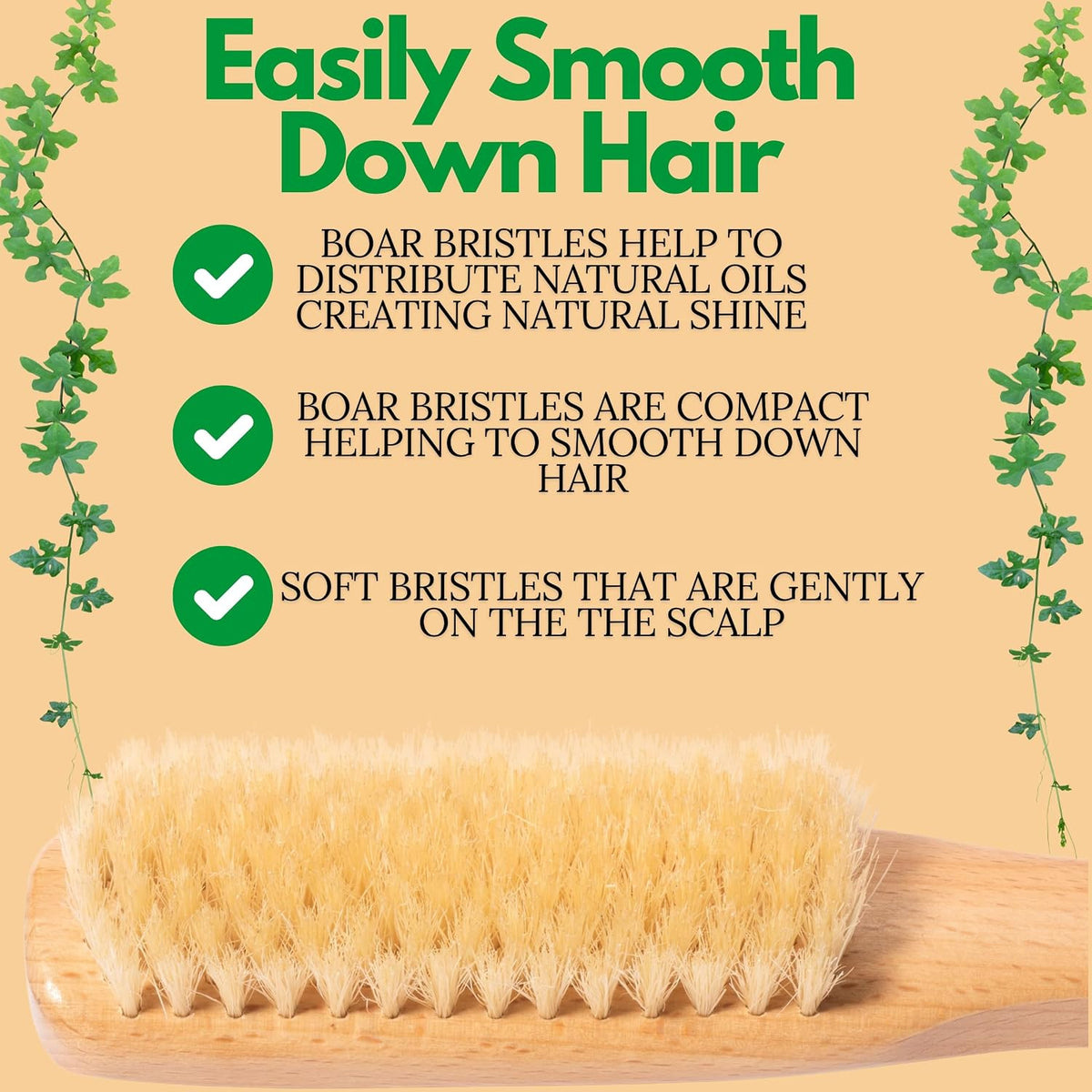 Boar Bristle Hair Brush for Smoothing & Styling - White Natural Oil Dispenser