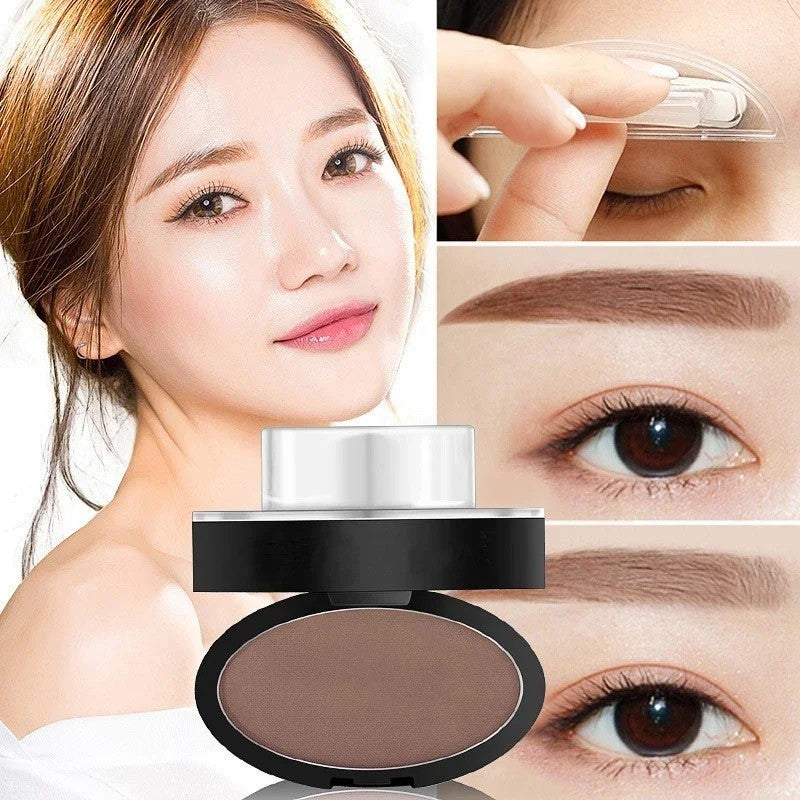 Waterproof Eyebrow Stamp Kit with Powder & Dual Shapes for Natural & Defined Brows
