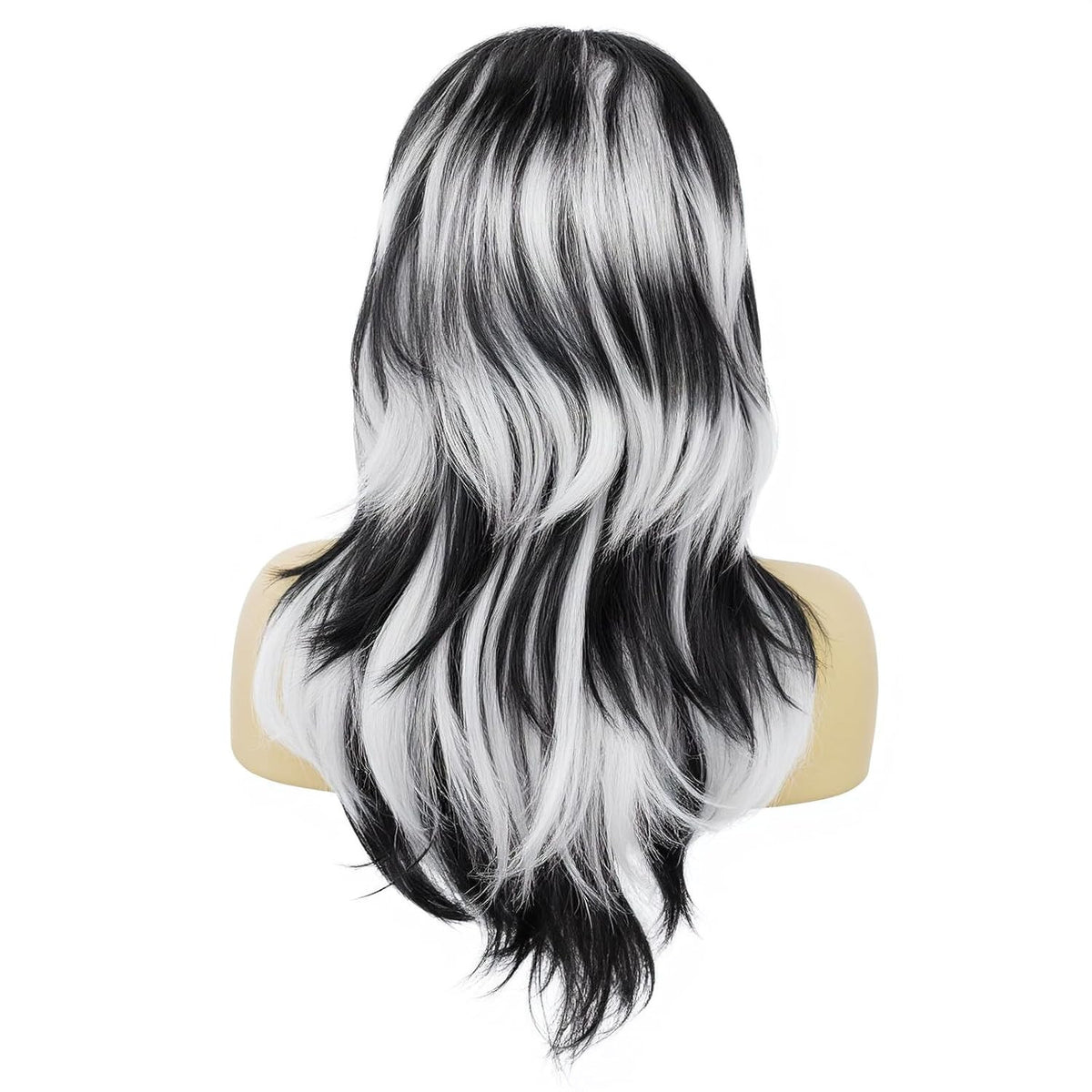 Long Black and White Gradient Wavy Wigs for Cosplay and Halloween
