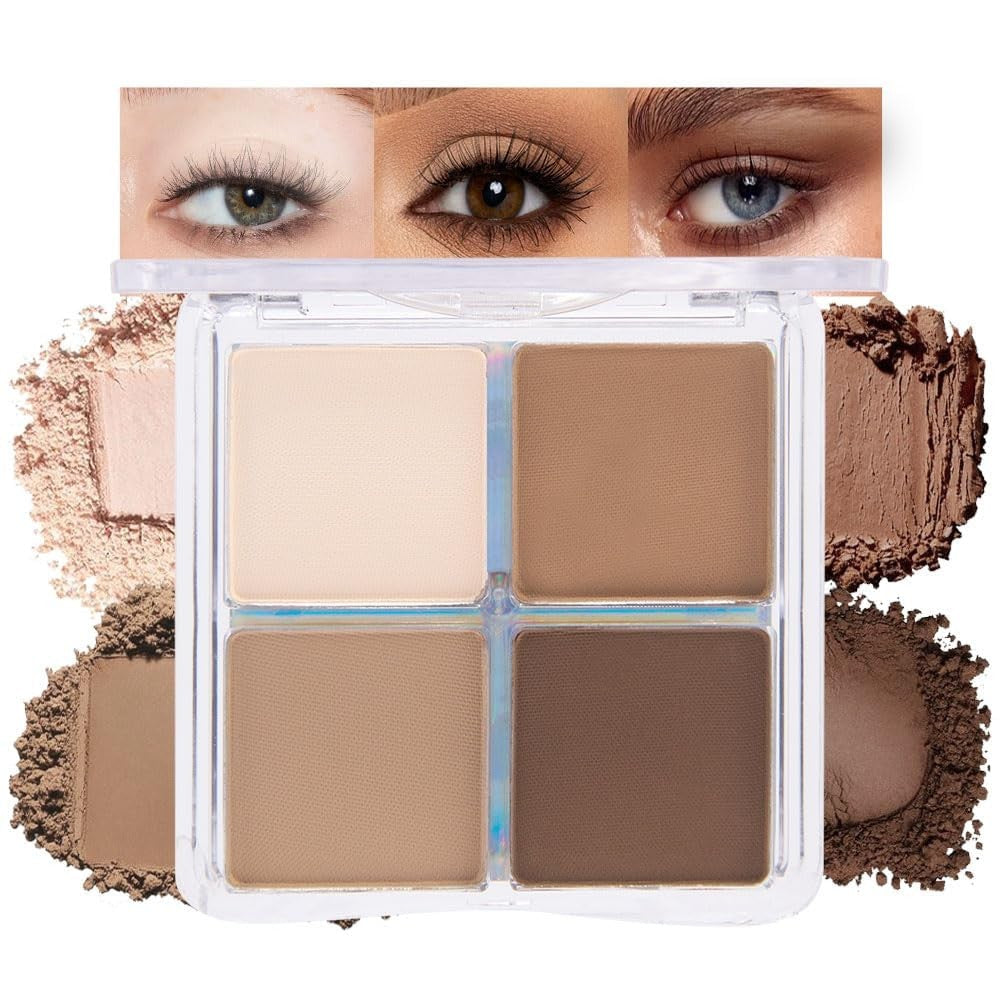Matte Eyeshadow Quad Palette for Mature Skin - Waterproof Natural Brown