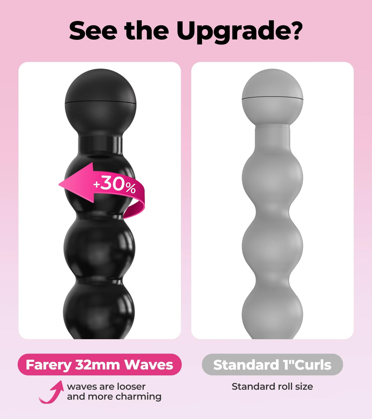 Bubble Curling Wand 32mm for Long Hair - Ceramic Coated Salon Styling Tool