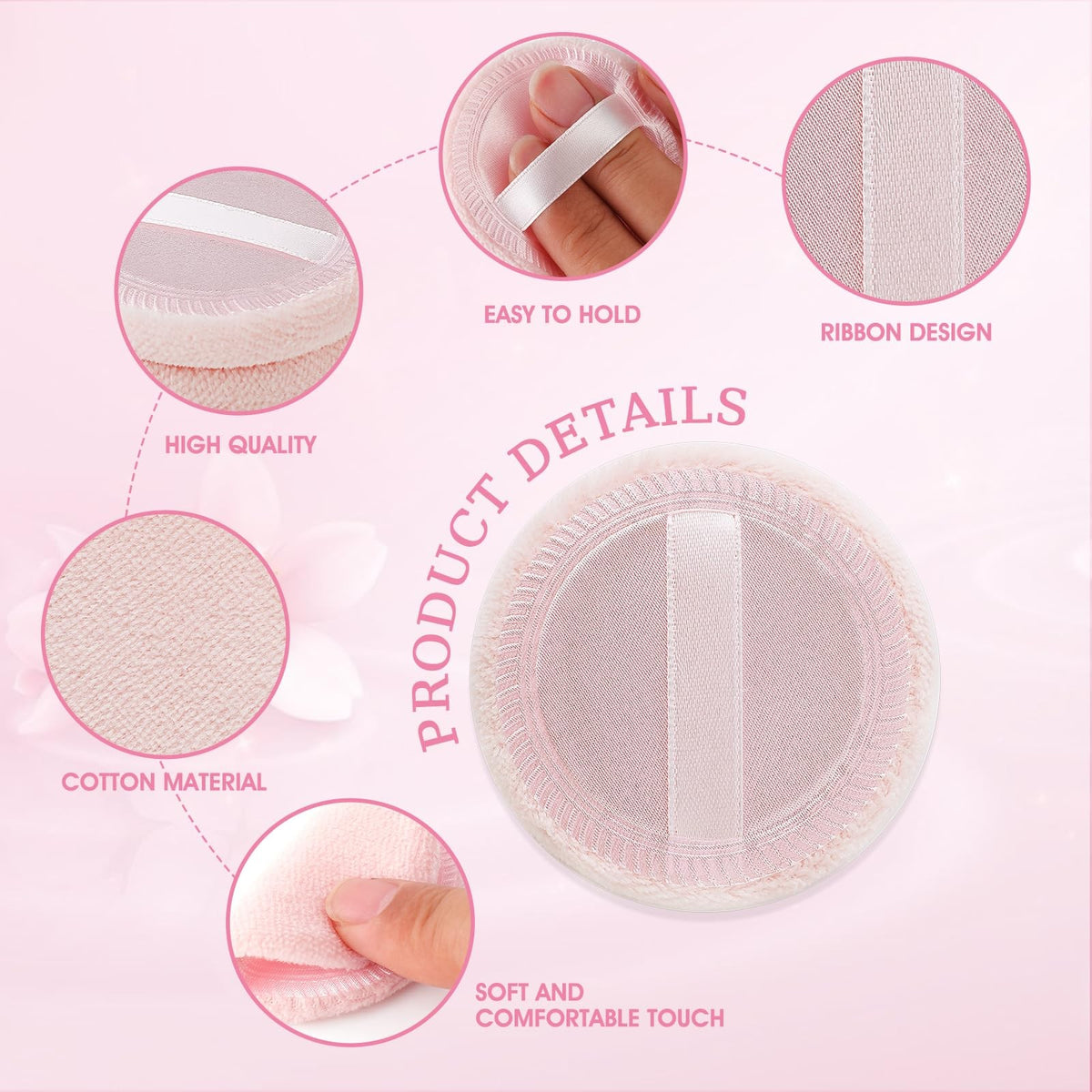 12 Pack Face Makeup Powder Puffs - Cotton Velour Foundation Sponges