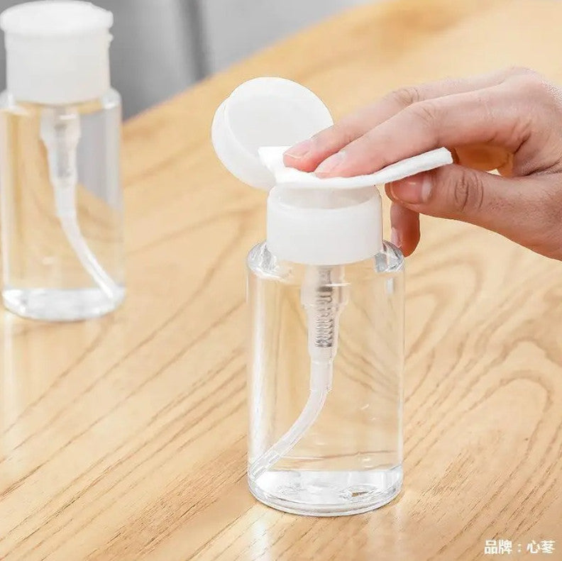 Refillable Push-Down Dispenser Bottle for Nail Polish Remover Makeup Liquids