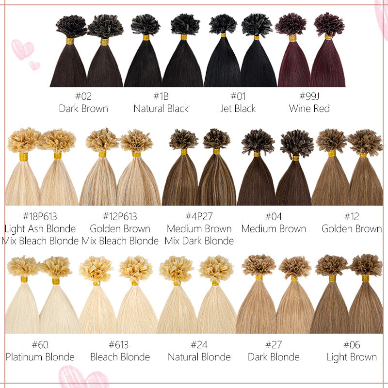 Pre-Bonded Nail U Tip Hair Extensions - Remy Human Hair Thick Set