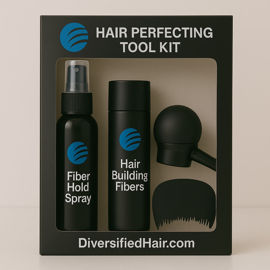 Hair Building Fibers Kit with Spray Applicator & Hold Spray - Natural Look
