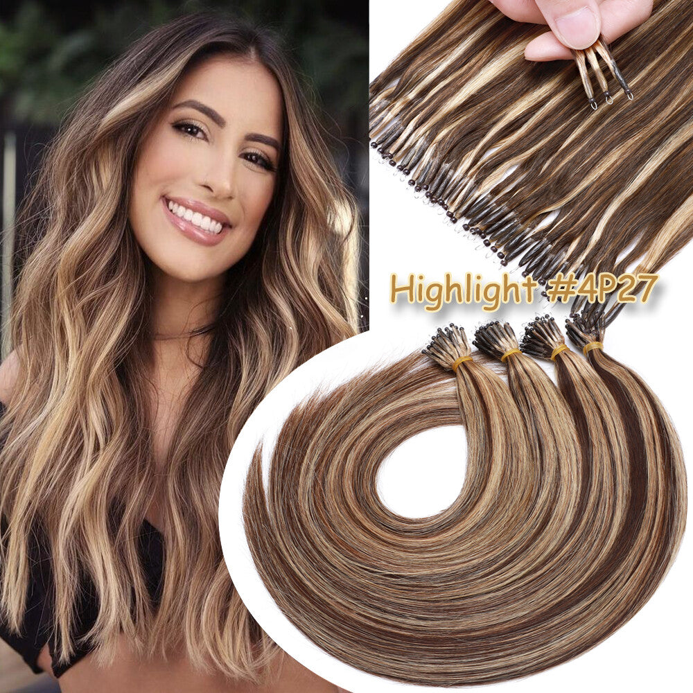 150PCS Thick Remy Human Hair Extensions Nano Beads Double Drawn 14-24 Inch