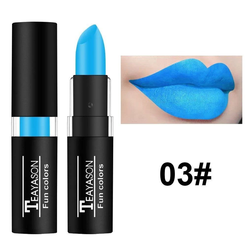 12-Color Matte Waterproof Long Lasting Lipstick Set - Black Blue Purple Green