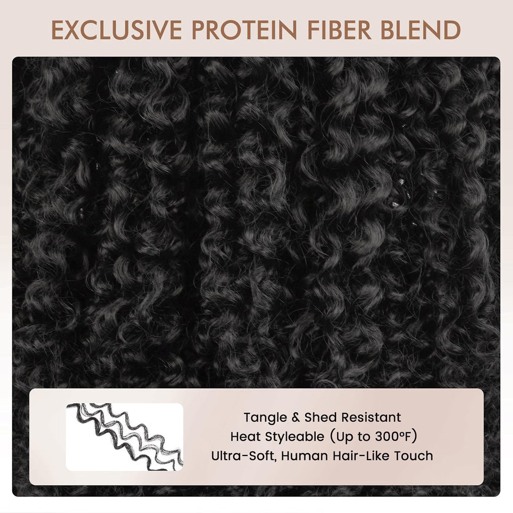 Deep Wave Lace Front Wig 26 Inch Black Synthetic Hair for Women
