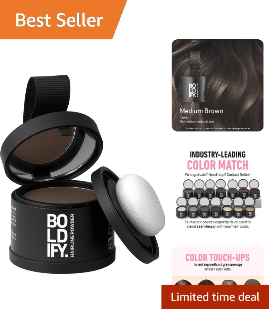 Water-Resistant Hairline Powder Root Touch-Up in Medium Brown - Mess-Free & Instant Coverage
