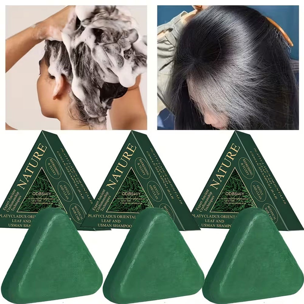 Natural Hair Growth Shampoo Bar with Usman Grass & Extracts - Thinning Hair & Oily Scalp
