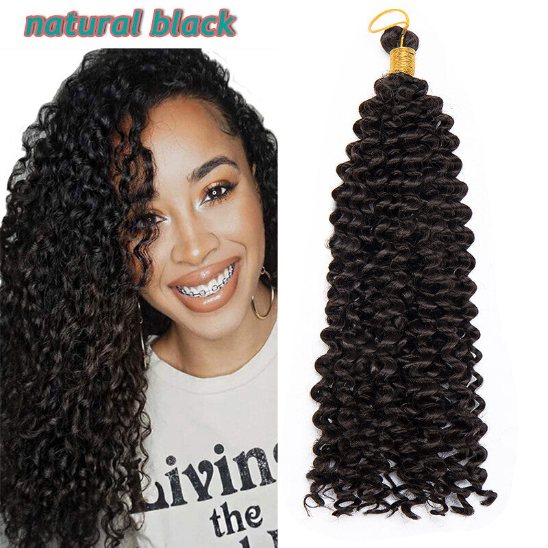 14-Inch Water Wave Crochet Hair Extensions for Black Women - Synthetic Braids