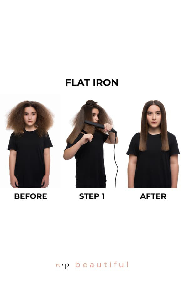 Professional Flat Iron Hair Straightener with Curved Plates & Ceramic Coating