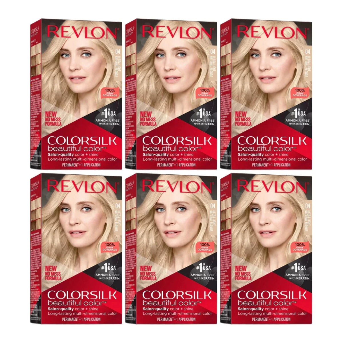 (Pack of 6) Revlon ColorSilk Hair Color 04 Ultra Light Natural Blonde