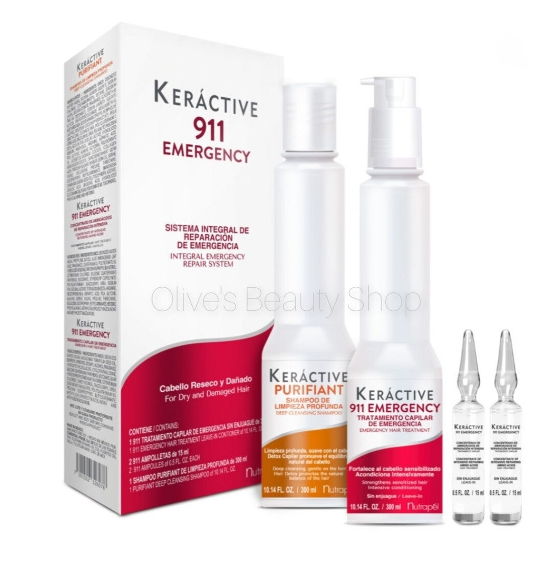 Keractive 911 Hair Repair System for Dry & Damaged Hair - Emergency Treatment Kit