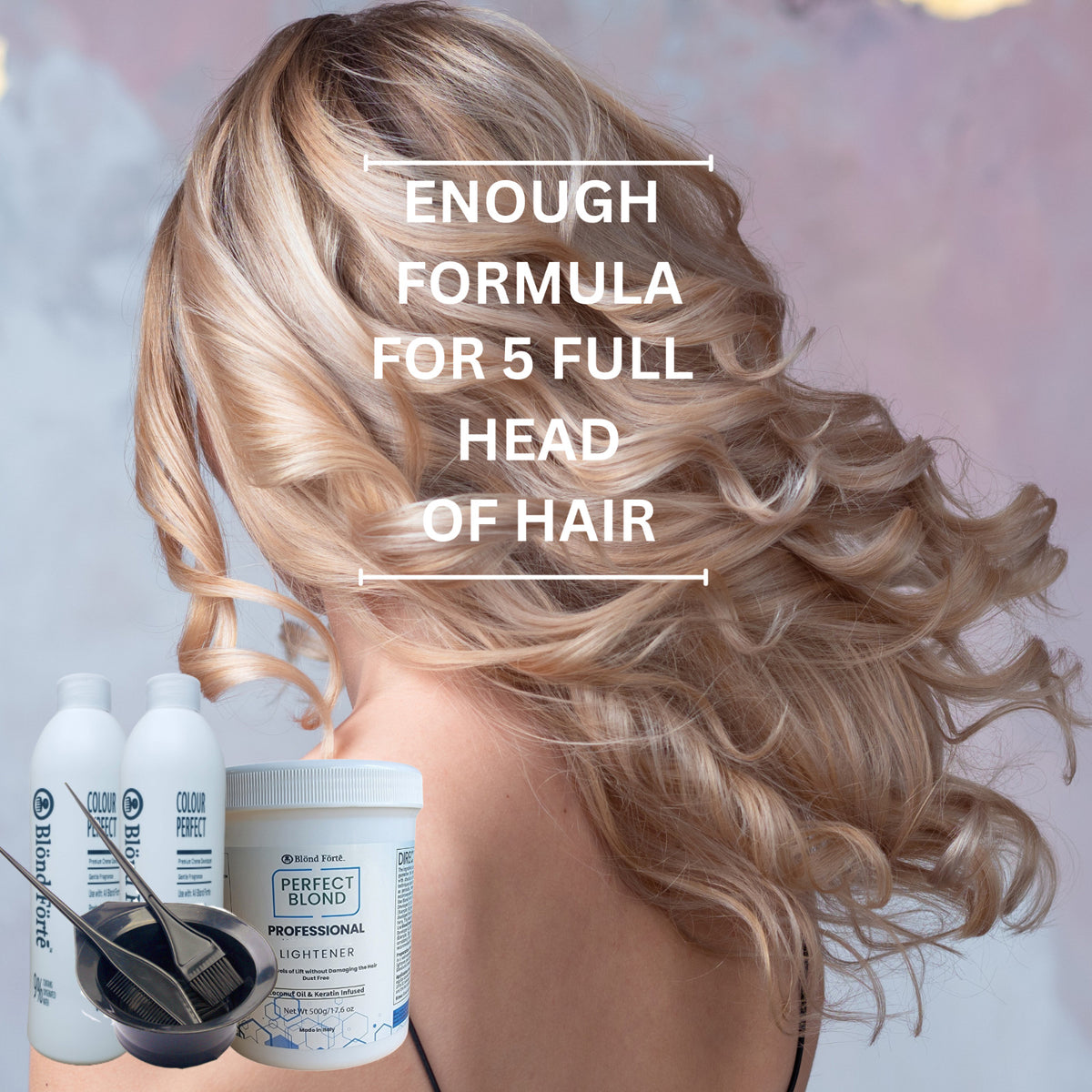 Professional Hair Lightening Kit with Developer & Accessories - Dust-Free Blue Bleach