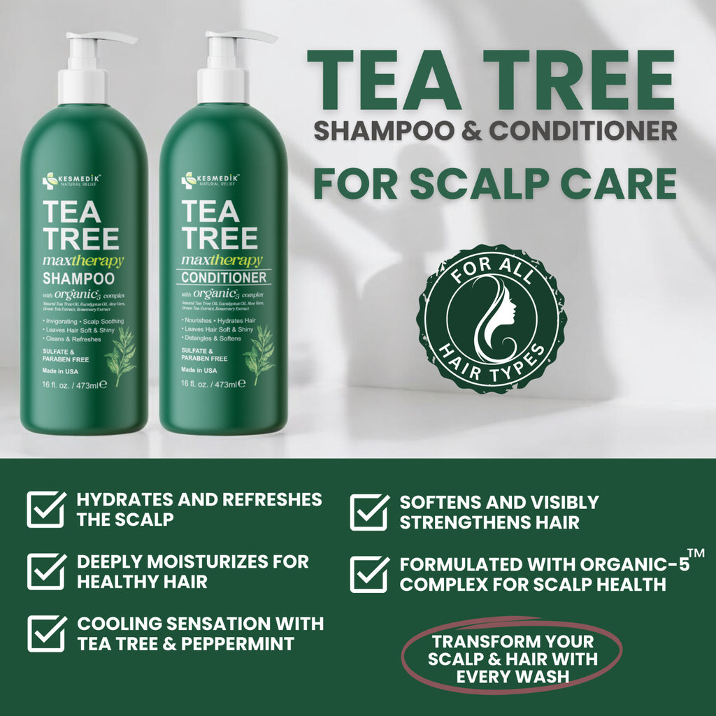 Tea Tree Shampoo & Conditioner Set for Dry & Itchy Scalp - Hydrating Hair Care