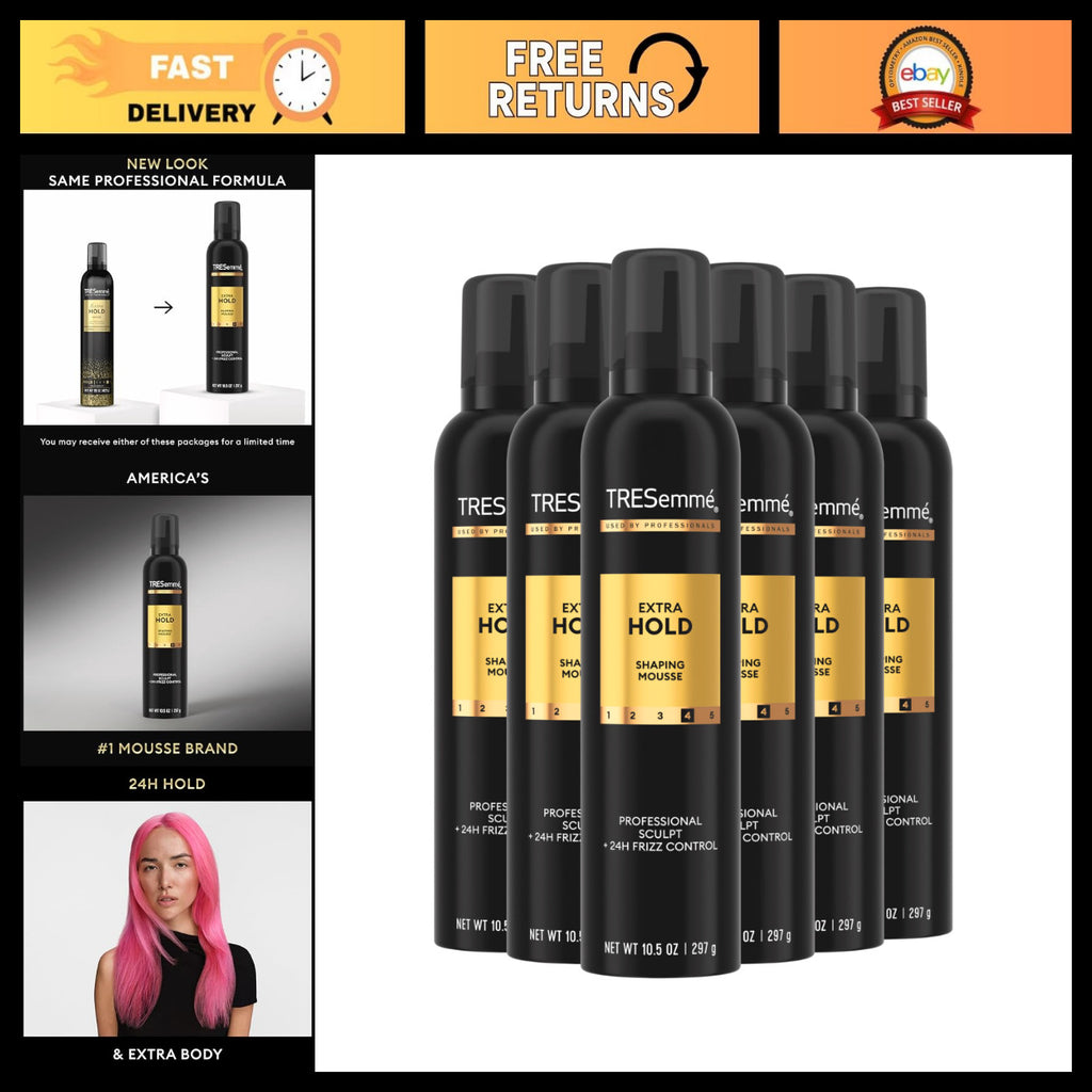 Extra Hold Volumizing Hair Mousse 10.5 oz - 6 Pack for Long-Lasting Style