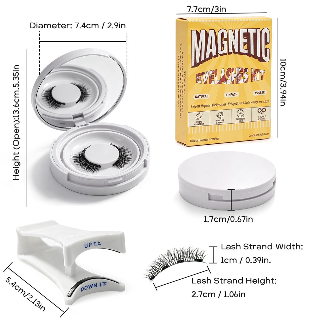 Reusable Magnetic False Eyelashes Kit with Applicator No Glue Needed Natural Look