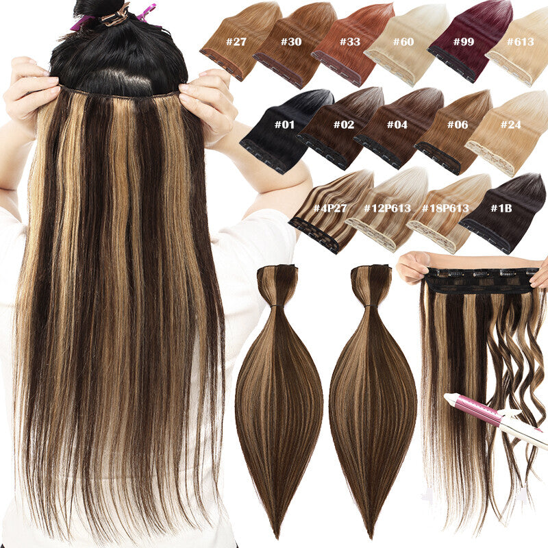 Clip-In Hair Extensions 3/4 Full Head Thick Human Hair Highlight Set