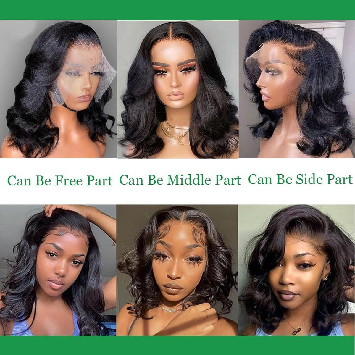 14-Inch Lace Front Bob Wig for Women Natural Black Body Wave Pre-Plucked