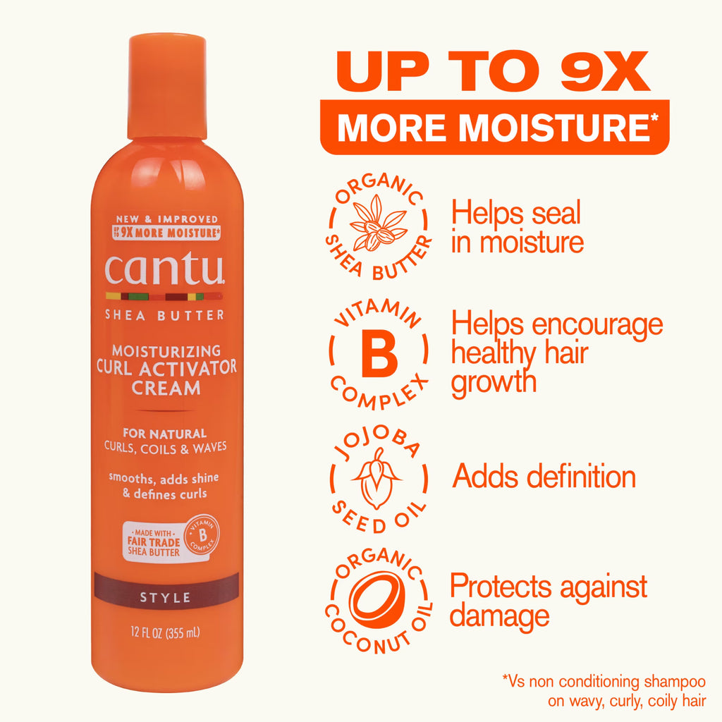 Moisturizing Curl Activator Cream for Natural Hair - Shea Butter & Oils, 12 oz, 2 Pack