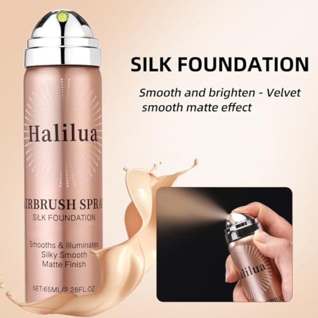 Full Coverage Airbrush Foundation Spray with Brush - Matte Finish, All Skin Tones