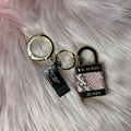 Pink Python Padlock Keychain Charm - Gold Tone Accessories