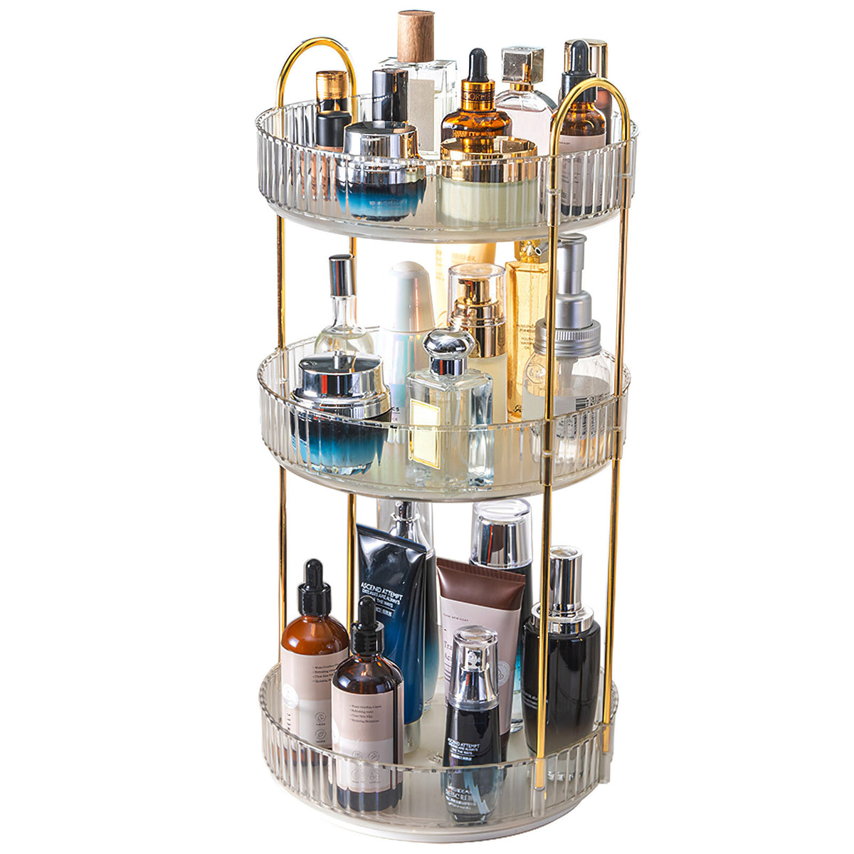 3-Tier Rotating Perfume Organizer - 360° Makeup & Cosmetic Storage