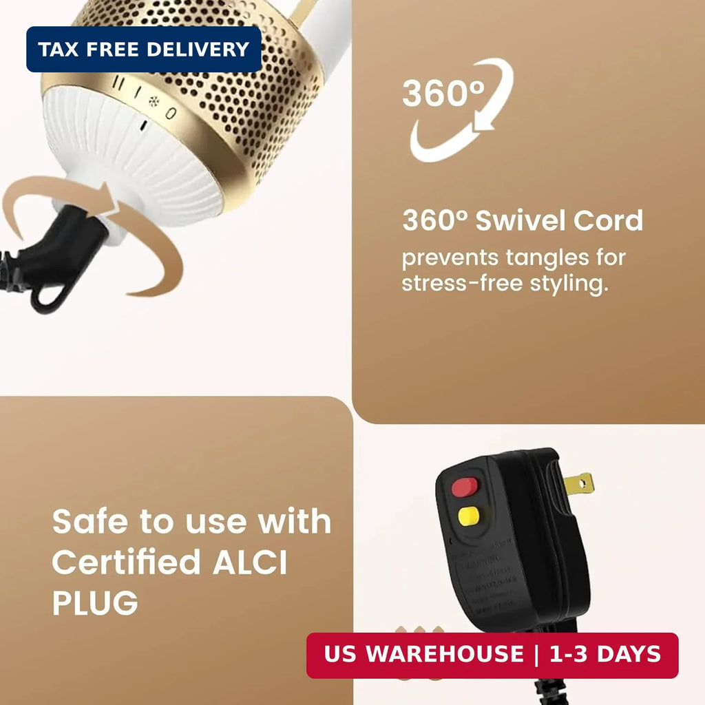 1000W 4-in-1 Dual Voltage Hair Dryer with Ionic Brush - Salon Results