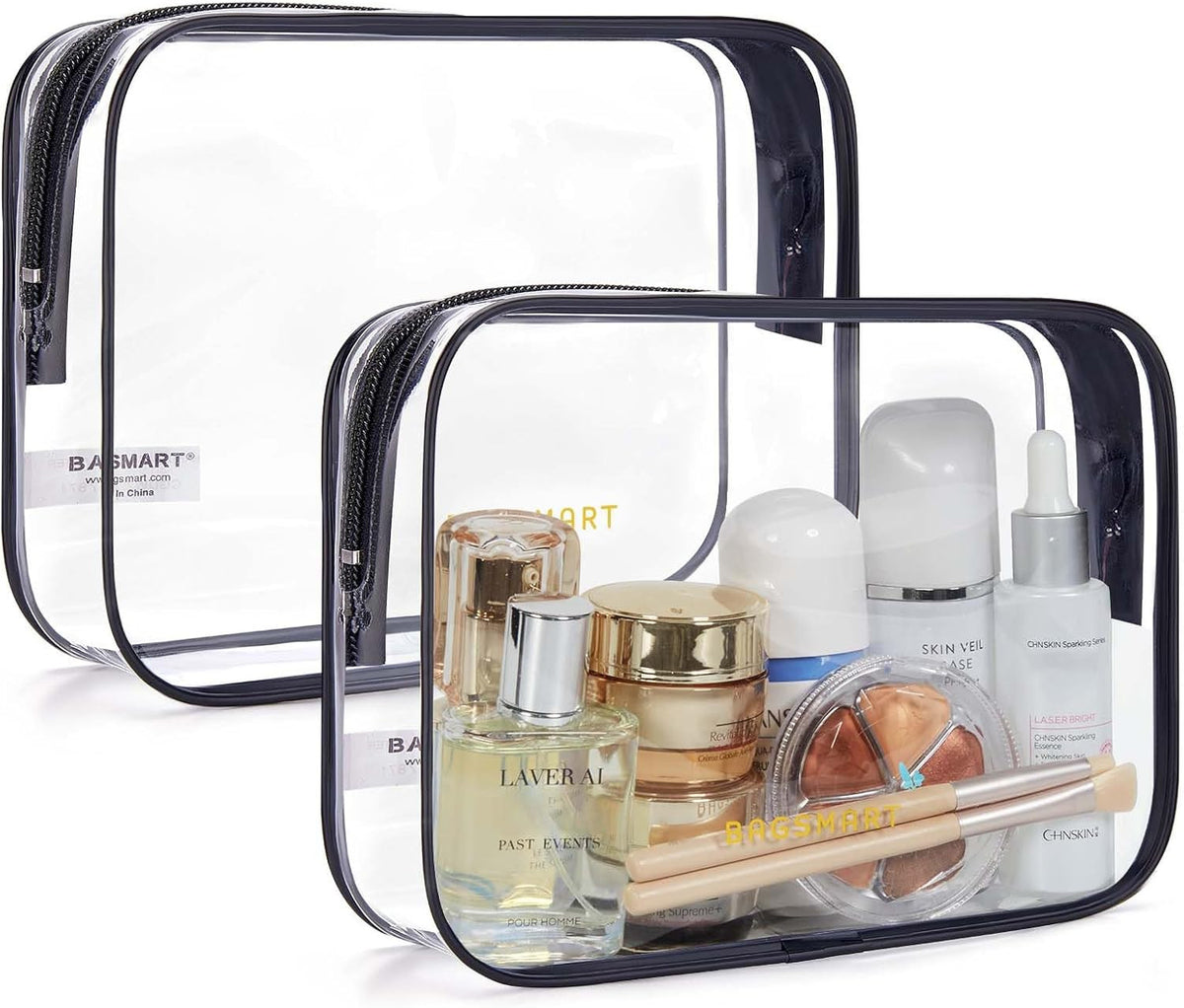 Clear TSA Approved Water-Repellent Toiletry Bag 2-Pack - Travel Organizer