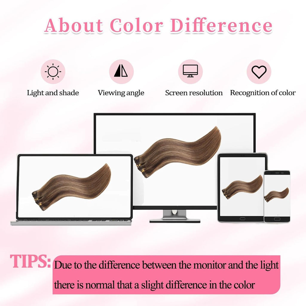Clip In Hair Extensions 8pcs 16 Inches Brown to Honey Blonde Remy Human Hair