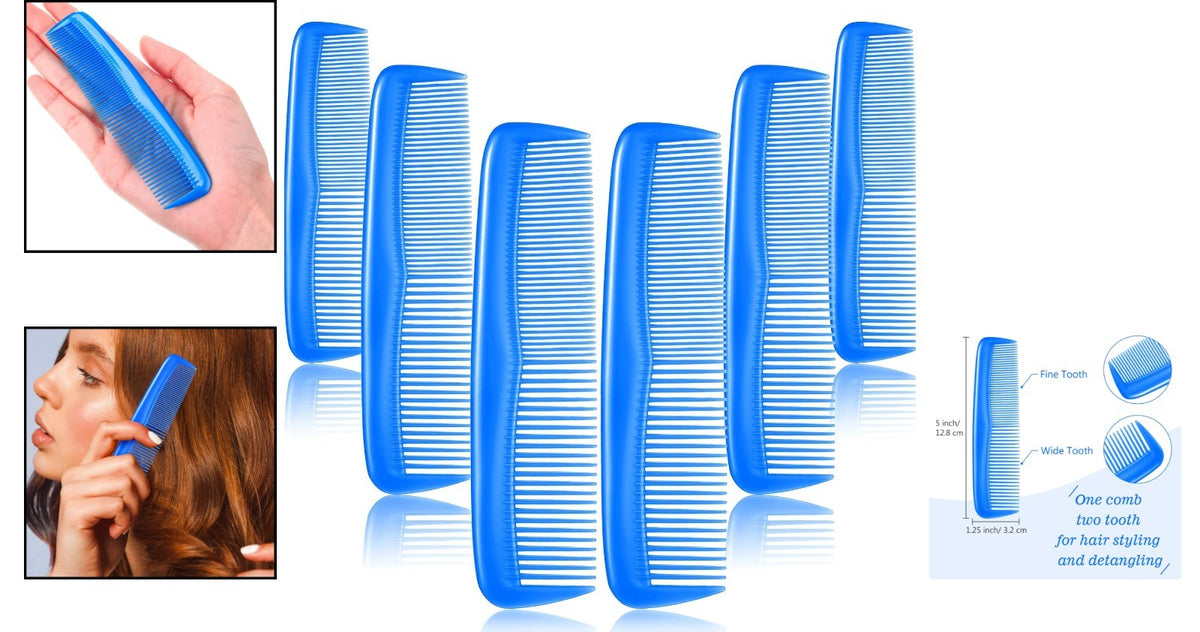 12-Piece Travel Hair Combs Set - Fine Tooth, Blue, Portable