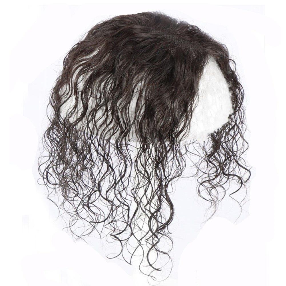 10-Inch Human Hair Clip-In Wavy Curly Hair Topper for Women