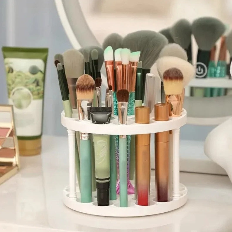 Rotating Makeup Brush Storage Rack Desktop Organizer Cosmetic Holder Box
