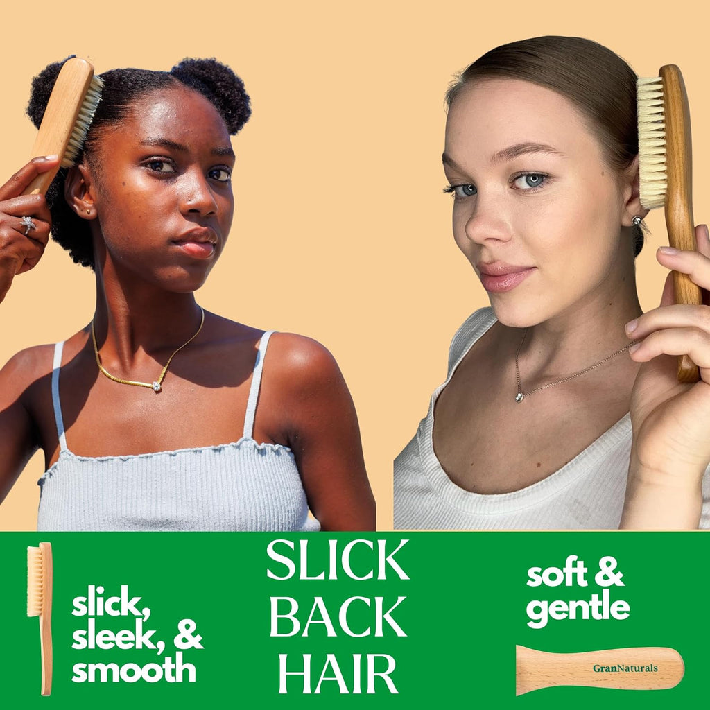 Boar Bristle Hair Brush for Smoothing & Styling - White Natural Oil Dispenser
