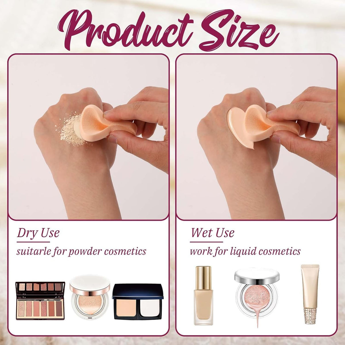 12 Pcs Makeup Sponges for Foundation - Reusable Latex Facial Puff Set