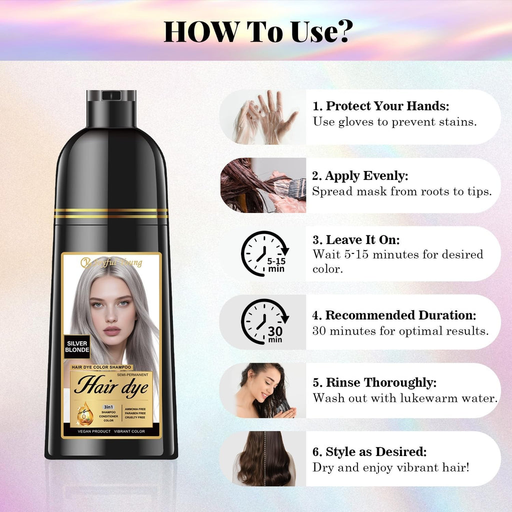 Natural Semi-Permanent Hair Dye Shampoo - Ammonia-Free, Nourishing Color
