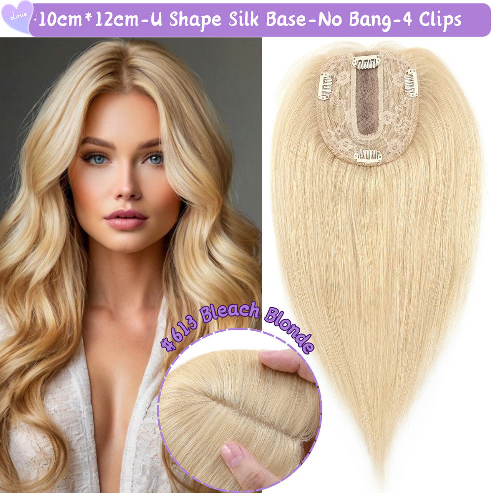 Clip-In Hair Topper for Women - Natural Remy Human Hair Wiglet with Lace/Silk Base