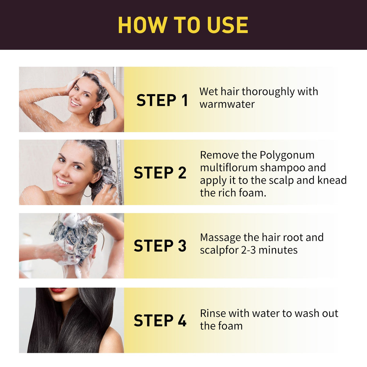 Black Hair Dye Shampoo 3-in-1 Grey Coverage & Hair Care - Luxelamps