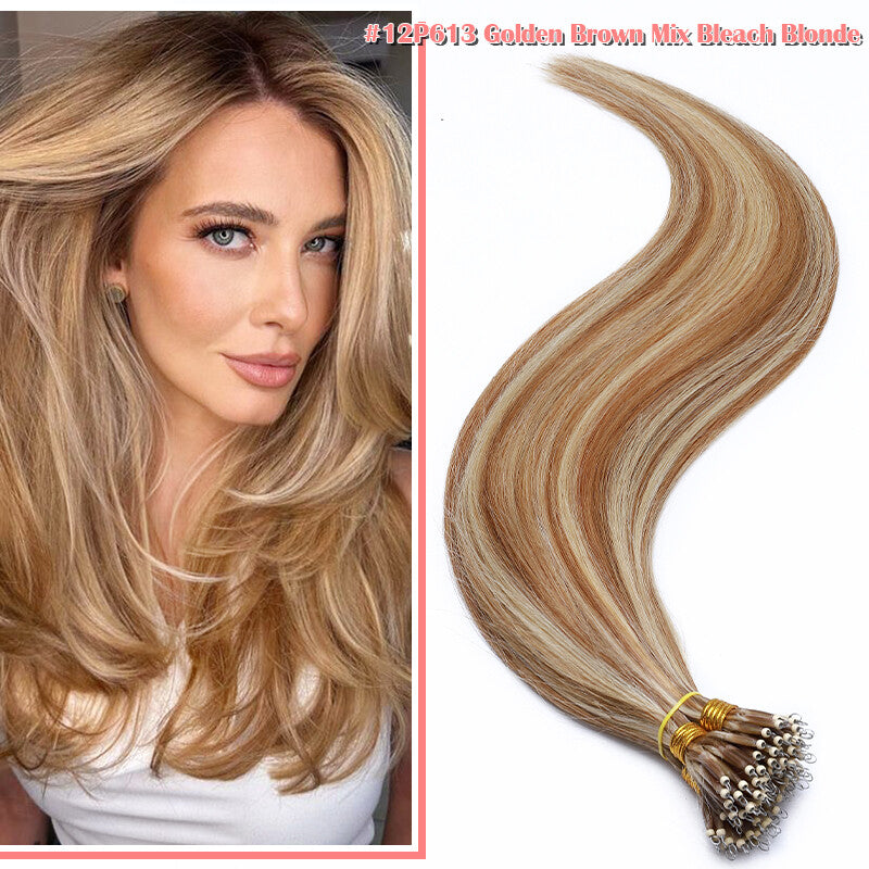 Thick Nano Ring Hair Extensions - Micro Loop Beads, Real Remy Human Hair