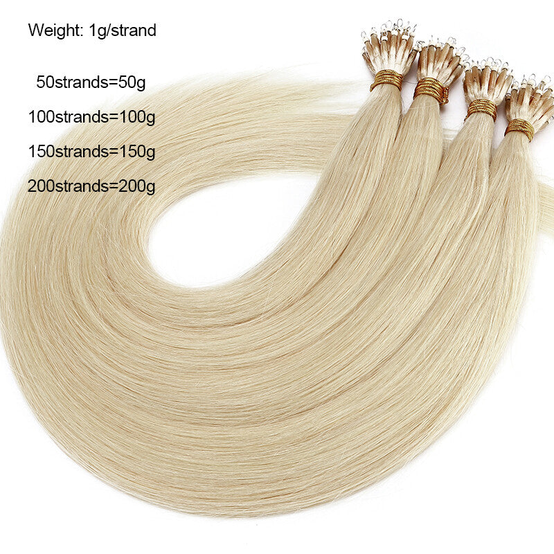 Nano Ring Remy Human Hair Extensions - Thick Highlight Balayage Ombre, 16-22 Inch Options