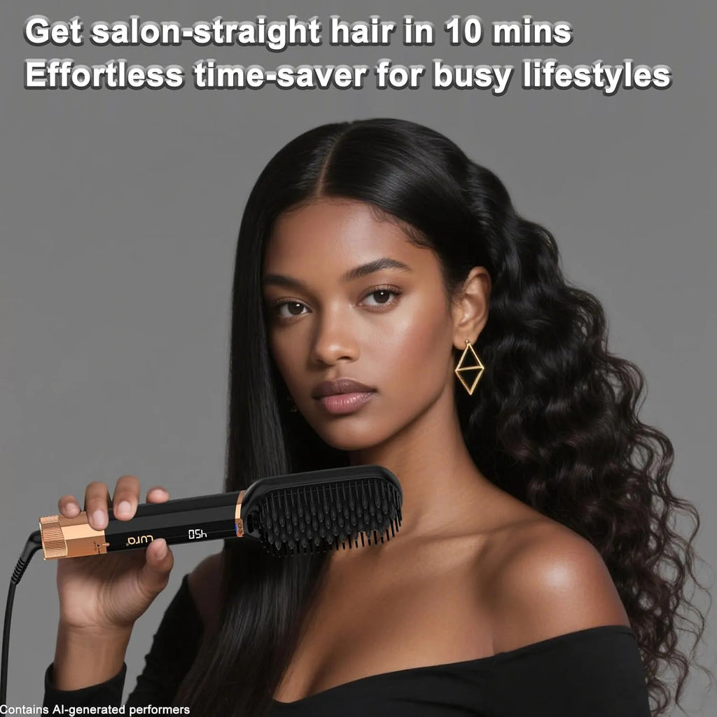 Ionic Hair Straightening Brush with Dual Voltage & 6 Heat Settings