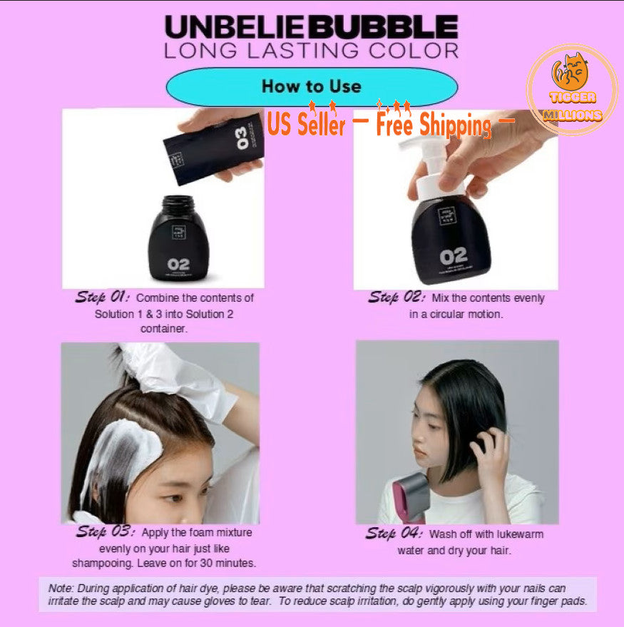 Hair Dye Bubble Foam Color - Milk Tea Gray 8oz Korean Import