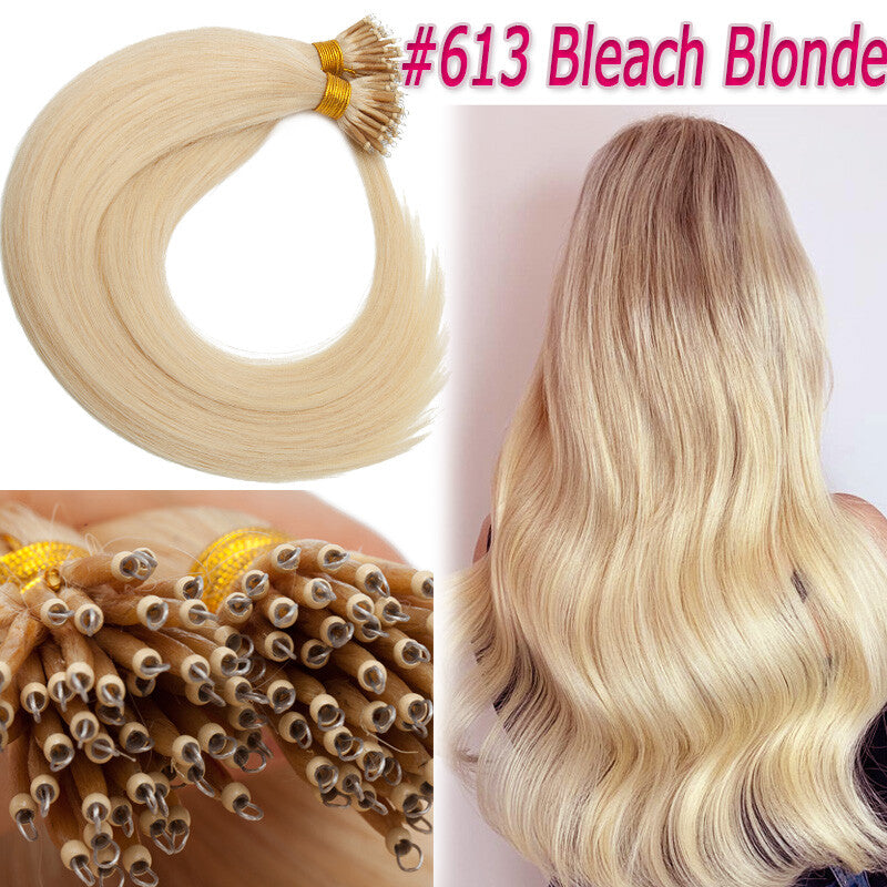 Thick Nano Ring Hair Extensions - Micro Link Bead Tips, Remy Human Hair