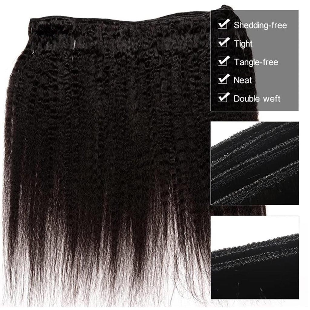 Brazilian Virgin Human Hair Bundles 26 28 30 Inch Yaki Wave Textures